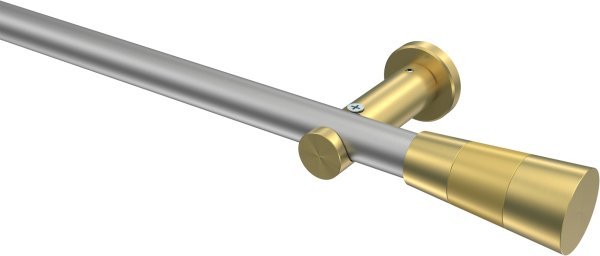 Gardinenstange Metall 20 mm Ø PLATON - Tanara Silbergrau / Messing-Optik (ohne Ringe) 100 cm
