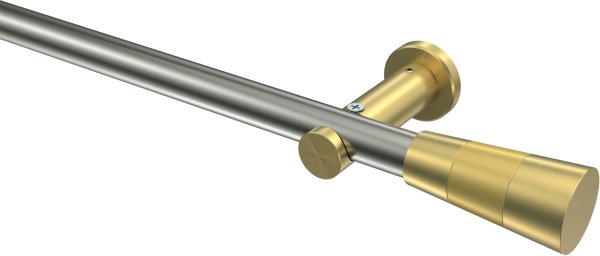 Gardinenstange Edelstahl-Optik / Messing-Optik 20 mm Ø PLATON - Tanara (ohne Ringe) 100 cm