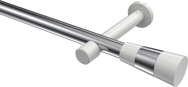 Gardinenstange Metall 20 mm Ø PRESTIGE - Tanara Chrom / Weiß (ohne Ringe) 100 cm