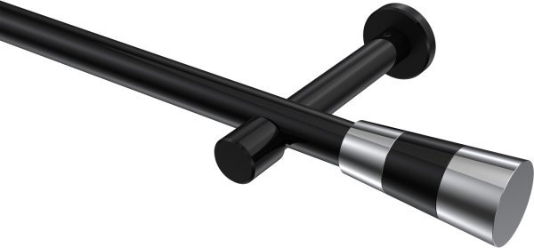 Gardinenstange Metall 20 mm Ø PRESTIGE - Tanara Schwarz (ohne Ringe) 100 cm
