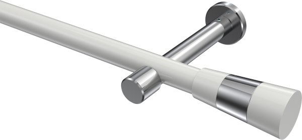 Gardinenstange Metall 20 mm Ø PRESTIGE - Tanara Weiß / Chrom (ohne Ringe) 100 cm