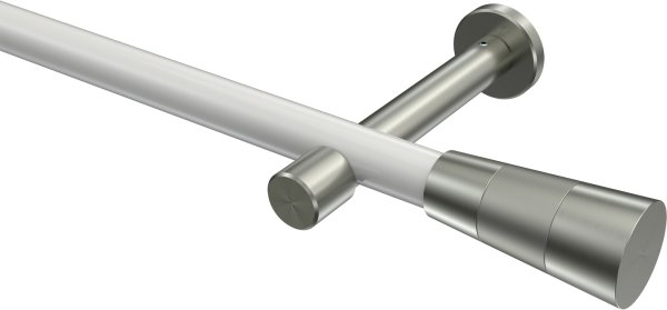 Gardinenstange Metall 20 mm Ø PRESTIGE - Tanara Weiß / Edelstahl-Optik (ohne Ringe) 100 cm