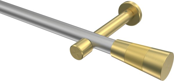 Gardinenstange Metall 20 mm Ø PRESTIGE - Tanara Silbergrau / Messing-Optik (ohne Ringe) 100 cm