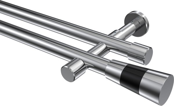Gardinenstange Metall 20 mm Ø 2-läufig PRESTIGE - Tanara Chrom (ohne Ringe) 100 cm