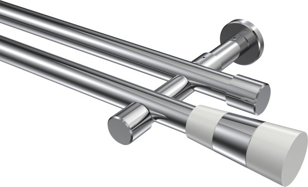 Gardinenstange Metall 20 mm Ø 2-läufig PRESTIGE - Tanara Chrom (ohne Ringe) 100 cm
