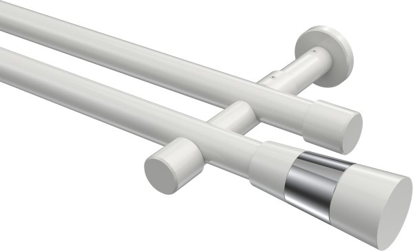 Gardinenstange Metall 20 mm Ø 2-läufig PRESTIGE - Tanara Weiß (ohne Ringe) 100 cm