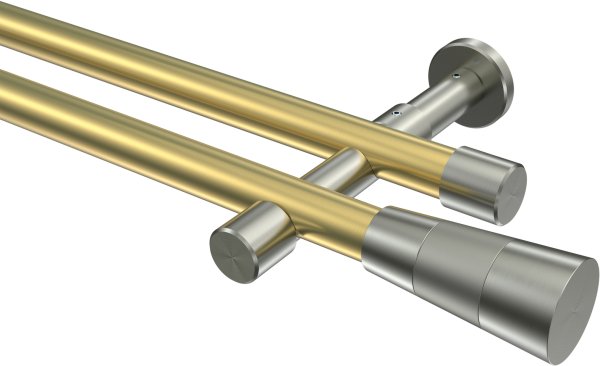 Gardinenstange Messing-Optik / Edelstahl-Optik 20 mm Ø 2-läufig PRESTIGE - Tanara (ohne Ringe)
