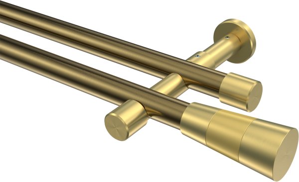 Gardinenstange Metall 20 mm Ø 2-läufig PRESTIGE - Tanara Messing Antik / Messing-Optik (ohne Ringe) 100 cm