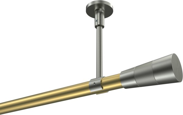 Gardinenstange Messing-Optik / Edelstahl-Optik 20 mm Ø SONETTE - Tanara (ohne Ringe) 100 cm