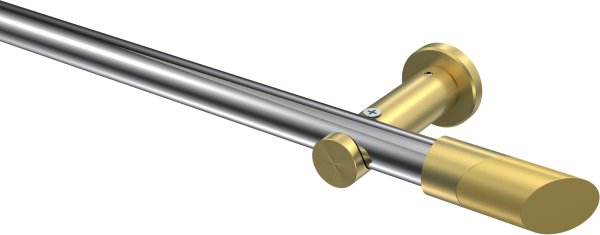 Gardinenstange Metall 20 mm Ø PLATON - Verano Chrom / Messing-Optik (ohne Ringe) 100 cm