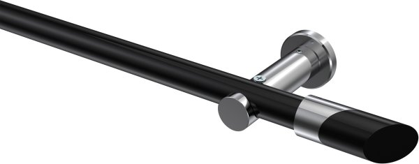 Gardinenstange Metall 20 mm Ø PLATON - Verano Schwarz / Chrom (ohne Ringe) 100 cm