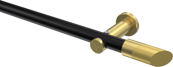 Gardinenstange Metall 20 mm Ø PLATON - Verano Schwarz / Messing-Optik (ohne Ringe) 100 cm