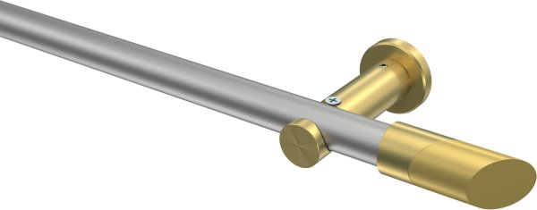 Gardinenstange Metall 20 mm Ø PLATON - Verano Silbergrau / Messing-Optik (ohne Ringe) 100 cm