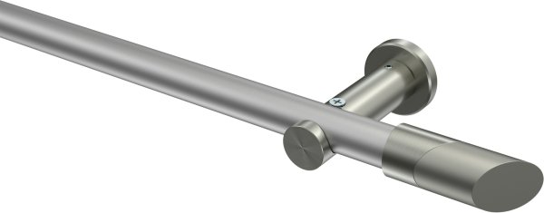 Gardinenstange Metall 20 mm Ø PLATON - Verano Silbergrau / Edelstahl-Optik (ohne Ringe) 100 cm