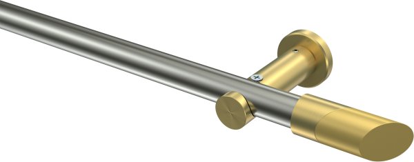 Gardinenstange Edelstahl-Optik / Messing-Optik 20 mm Ø PLATON - Verano (ohne Ringe) 100 cm