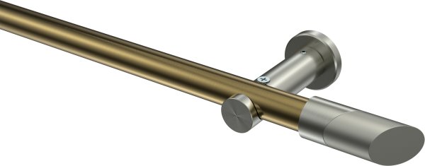 Gardinenstange Metall 20 mm Ø PLATON - Verano Messing Antik / Edelstahl-Optik (ohne Ringe) 100 cm