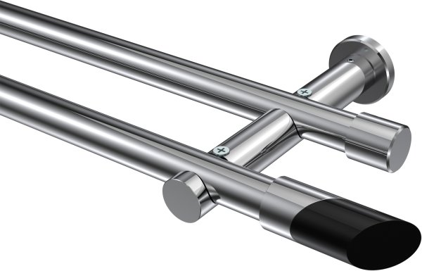 Gardinenstange Metall 20 mm Ø 2-läufig PLATON - Verano Chrom (ohne Ringe) 100 cm