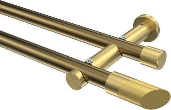 Gardinenstange Metall 20 mm Ø 2-läufig PLATON - Verano Messing Antik / Messing-Optik (ohne Ringe) 100 cm
