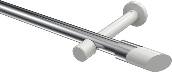 Gardinenstange Metall 20 mm Ø PRESTIGE - Verano Chrom / Weiß (ohne Ringe) 100 cm