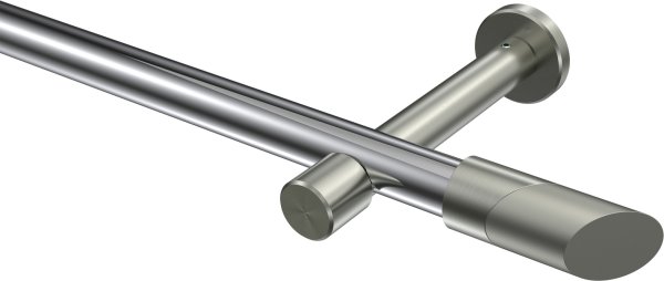Gardinenstange Metall 20 mm Ø PRESTIGE - Verano Chrom / Edelstahl-Optik (ohne Ringe) 100 cm
