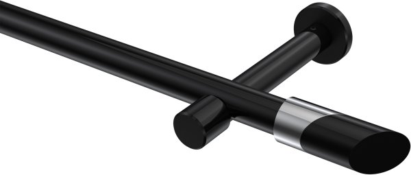 Gardinenstange Metall 20 mm Ø PRESTIGE - Verano Schwarz (ohne Ringe) 100 cm