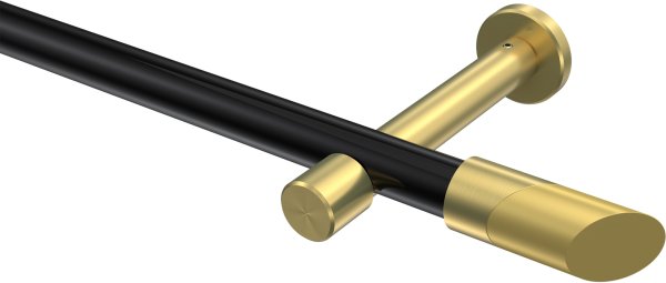 Gardinenstange Metall 20 mm Ø PRESTIGE - Verano Schwarz / Messing-Optik (ohne Ringe) 100 cm