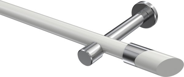Gardinenstange Metall 20 mm Ø PRESTIGE - Verano Weiß / Chrom (ohne Ringe) 100 cm