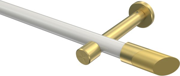 Gardinenstange Metall 20 mm Ø PRESTIGE - Verano Weiß / Messing-Optik (ohne Ringe) 100 cm