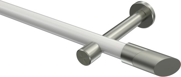 Gardinenstange Metall 20 mm Ø PRESTIGE - Verano Weiß / Edelstahl-Optik (ohne Ringe) 100 cm