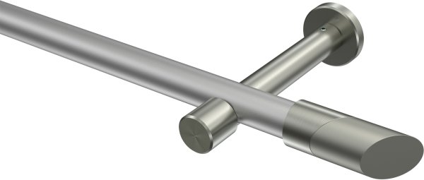Gardinenstange Metall 20 mm Ø PRESTIGE - Verano Silbergrau / Edelstahl-Optik (ohne Ringe) 100 cm