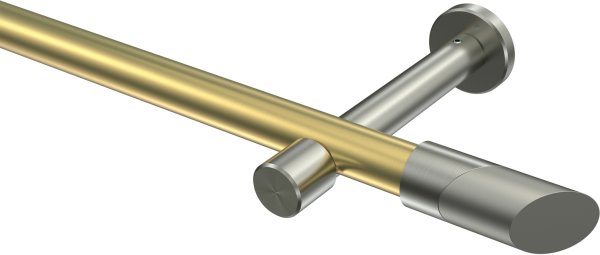 Gardinenstange Messing-Optik / Edelstahl-Optik 20 mm Ø PRESTIGE - Verano (ohne Ringe) 100 cm