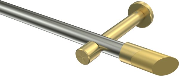 Gardinenstange Edelstahl-Optik / Messing-Optik 20 mm Ø PRESTIGE - Verano (ohne Ringe) 100 cm