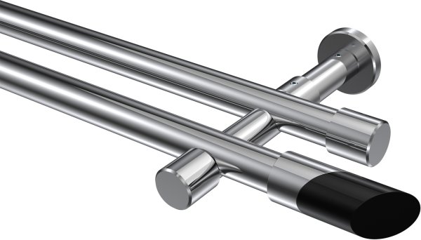 Gardinenstange Metall 20 mm Ø 2-läufig PRESTIGE - Verano Chrom (ohne Ringe) 100 cm