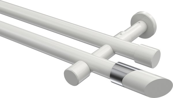 Gardinenstange Metall 20 mm Ø 2-läufig PRESTIGE - Verano Weiß (ohne Ringe) 100 cm