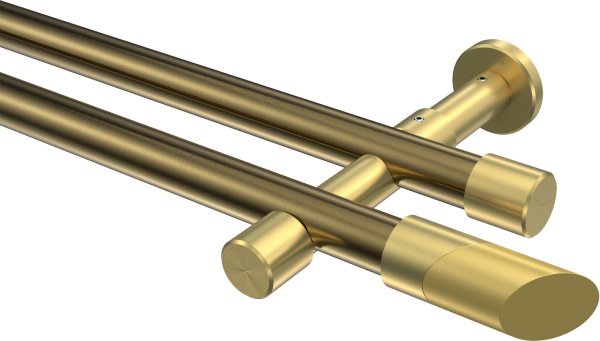 Gardinenstange Metall 20 mm Ø 2-läufig PRESTIGE - Verano Messing Antik / Messing-Optik (ohne Ringe) 100 cm