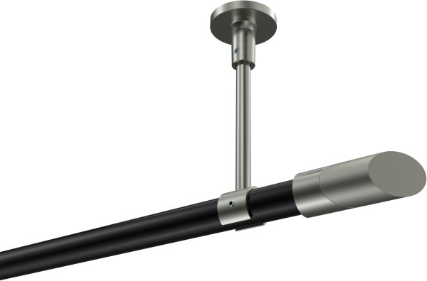 Gardinenstange Metall 20 mm Ø SONETTE - Verano Schwarz / Edelstahl-Optik (ohne Ringe) 100 cm