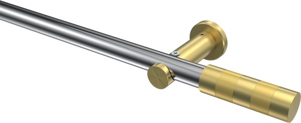 Gardinenstange Metall 20 mm Ø PLATON - Mavell Chrom / Messing-Optik (ohne Ringe) 100 cm
