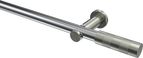 Gardinenstange Metall 20 mm Ø PLATON - Mavell Chrom / Edelstahl-Optik (ohne Ringe) 100 cm