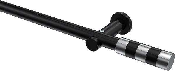 Gardinenstange Metall 20 mm Ø PLATON - Mavell Schwarz (ohne Ringe) 100 cm
