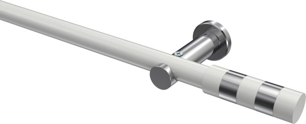 Gardinenstange Metall 20 mm Ø PLATON - Mavell Weiß / Chrom (ohne Ringe) 100 cm