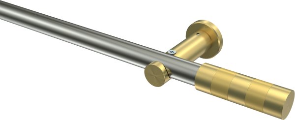 Gardinenstange Edelstahl-Optik / Messing-Optik 20 mm Ø PLATON - Mavell (ohne Ringe) 100 cm