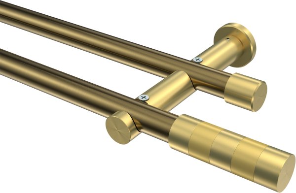 Gardinenstange Metall 20 mm Ø 2-läufig PLATON - Mavell Messing Antik / Messing-Optik (ohne Ringe) 100 cm