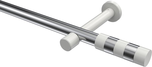 Gardinenstange Metall 20 mm Ø PRESTIGE - Mavell Chrom / Weiß (ohne Ringe) 100 cm