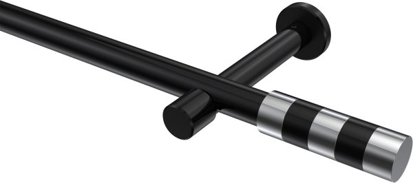 Gardinenstange Metall 20 mm Ø PRESTIGE - Mavell Schwarz (ohne Ringe) 100 cm