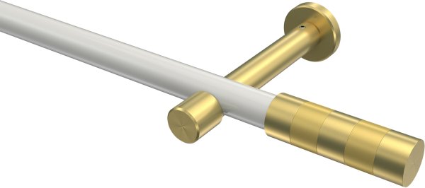 Gardinenstange Metall 20 mm Ø PRESTIGE - Mavell Weiß / Messing-Optik (ohne Ringe) 100 cm