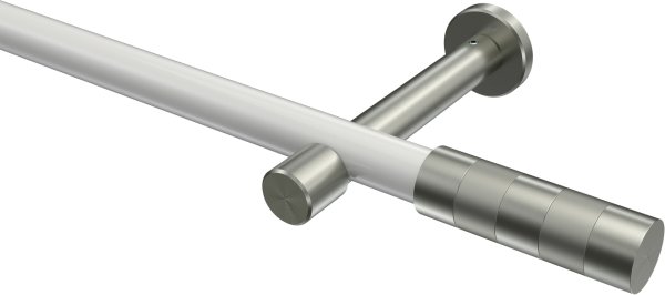 Gardinenstange Metall 20 mm Ø PRESTIGE - Mavell Weiß / Edelstahl-Optik (ohne Ringe) 100 cm