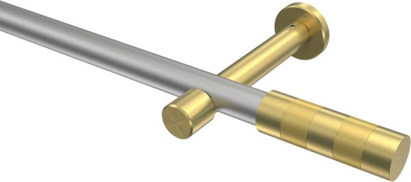 Gardinenstange Metall 20 mm Ø PRESTIGE - Mavell Silbergrau / Messing-Optik (ohne Ringe) 100 cm