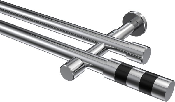 Gardinenstange Metall 20 mm Ø 2-läufig PRESTIGE - Mavell Chrom (ohne Ringe) 100 cm