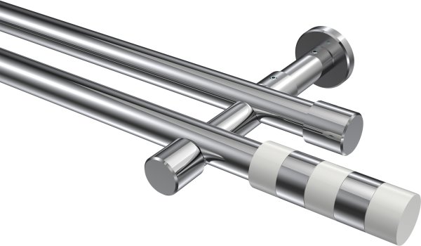 Gardinenstange Metall 20 mm Ø 2-läufig PRESTIGE - Mavell Chrom (ohne Ringe) 100 cm