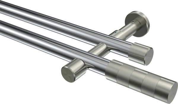 Gardinenstange Metall 20 mm Ø 2-läufig PRESTIGE - Mavell Chrom / Edelstahl-Optik (ohne Ringe) 100 cm